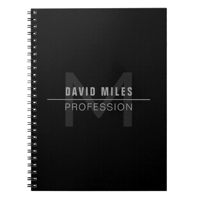 Cuaderno Nombre profesional moderno gris oscuro (Frente)
