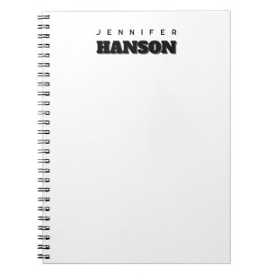 Cuaderno Nombre profesional moderno minimalista en blanco y