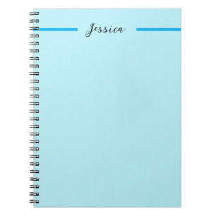 Cuaderno Nombre profesional simple elegante moderno azul