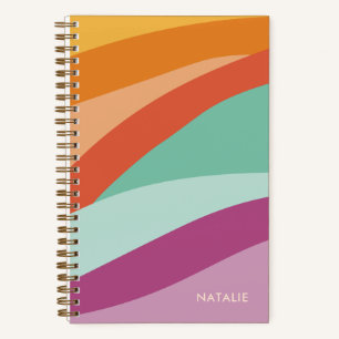 Cuaderno Nombre retro abstracto de color Boho