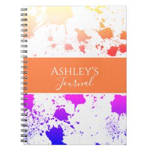 Cuaderno Nombre   Revista de resumen de pintura de Naranja 