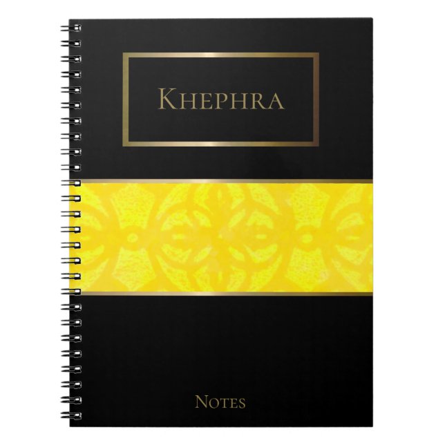 Cuaderno Nombre sencillo de Batik Amarillo Brillante (Frente)