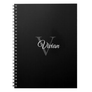 Cuaderno Nombre simple de monograma negro