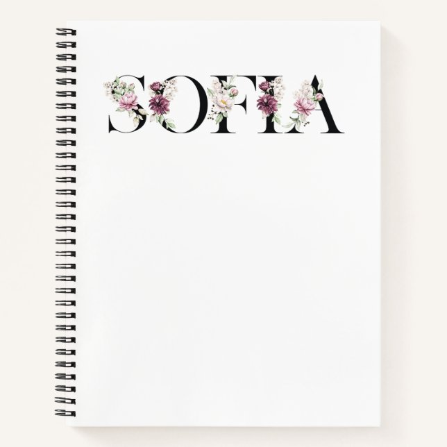 Cuaderno Nombre Sofía. (Anverso)
