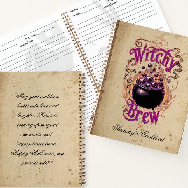 Cuaderno Nombre Spooky Halloween Witch Brew Food Recipe Boo (Subido por el creador)