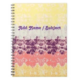 Cuaderno Nombre/sujeto/Boho Hippie Tiedye School