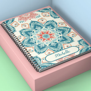 Cuaderno Nombre tradicional oriental floral y mandala