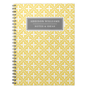 Cuaderno Nombre único Diario de Entradas Florales Gris Amar