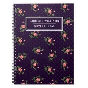 Cuaderno Nombre único Diario de Rosas rosados púrpura