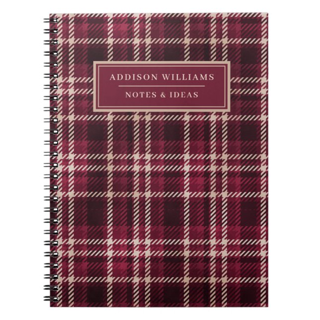 Cuaderno Nombre único en el patrón de hinojo rojo de Tan (Frente)