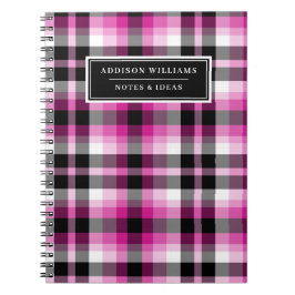 Cuaderno Nombre único Patrón de rosado negro rosado calient