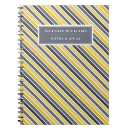 Cuaderno Nombre único Personalizado de banda gris amarilla