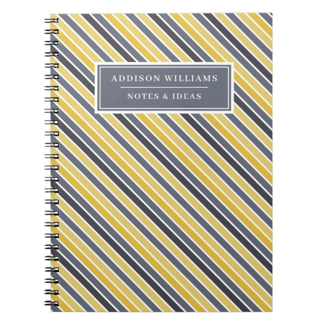 Cuaderno Nombre único Personalizado de banda gris amarilla (Frente)