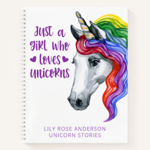 Cuaderno Nombre unicornio de color de agua