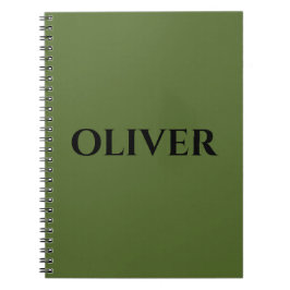 Cuaderno Nombre verde oliva y negro Minimalista