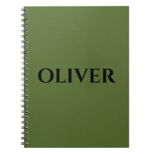 Cuaderno Nombre verde oliva y negro Minimalista