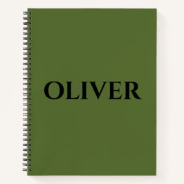 Cuaderno Nombre verde oliva y negro Minimalista