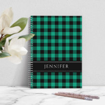 Nombre Verde y Negro Cuadro de Gingham Estampado