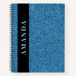 Cuaderno Nombre vertical del Purpurina Verde azulado modern