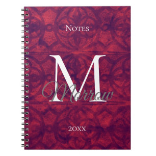 Cuaderno Nombre y año de Batik Rojo Profundo