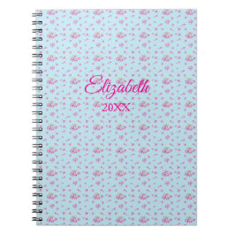 Cuaderno nombre y año de patrón de flor de brotes de lila e