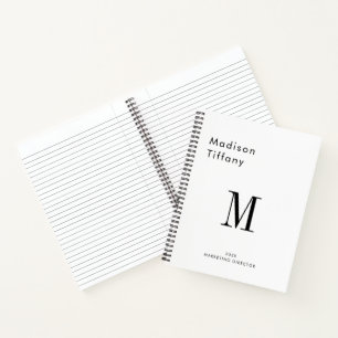 Cuaderno Nombre y Año Personalizados en Monograma Mínimo Bl