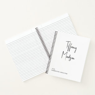 Cuaderno Nombre y Año Personalizados en Monograma Mínimo Bl