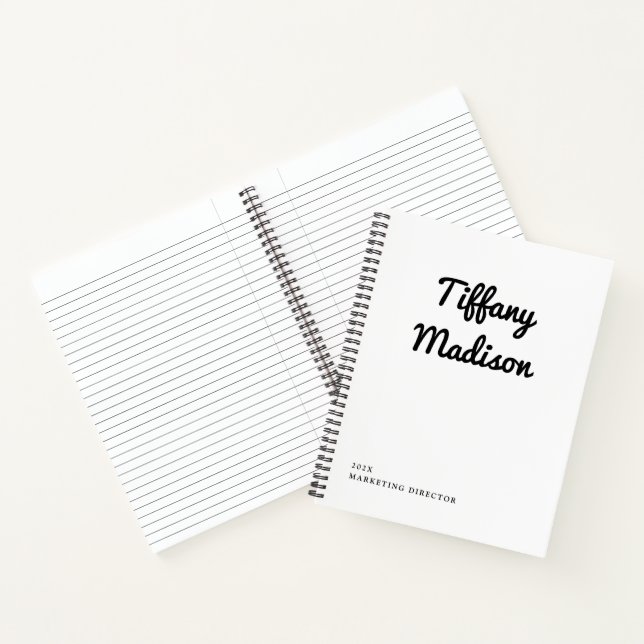 Cuaderno Nombre y Año Personalizados Monograma Mínimo en Bl (Interior)