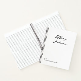 Cuaderno Nombre y Año Personalizados Monograma Mínimo en Bl
