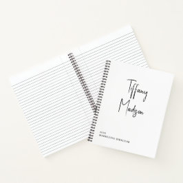 Cuaderno Nombre y Año Personalizados Monograma Mínimo en Bl