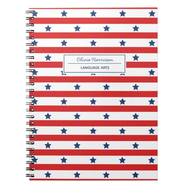 Cuaderno Nombre y asunto rojo blanco y azul (Frente)