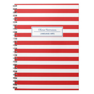 Cuaderno Nombre y asunto rojo blanco y azul