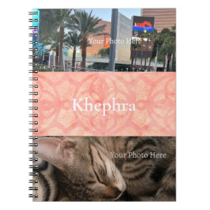 Cuaderno Nombre y Collage de fotos de Apricot Pink Batik