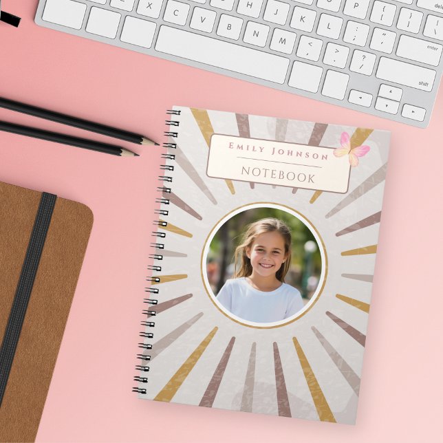 Cuaderno Nombre y foto personalizados de niño lindo con cit (Subido por el creador)