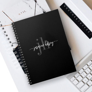 Cuaderno Nombre y iniciales minimalistas simples y elegante