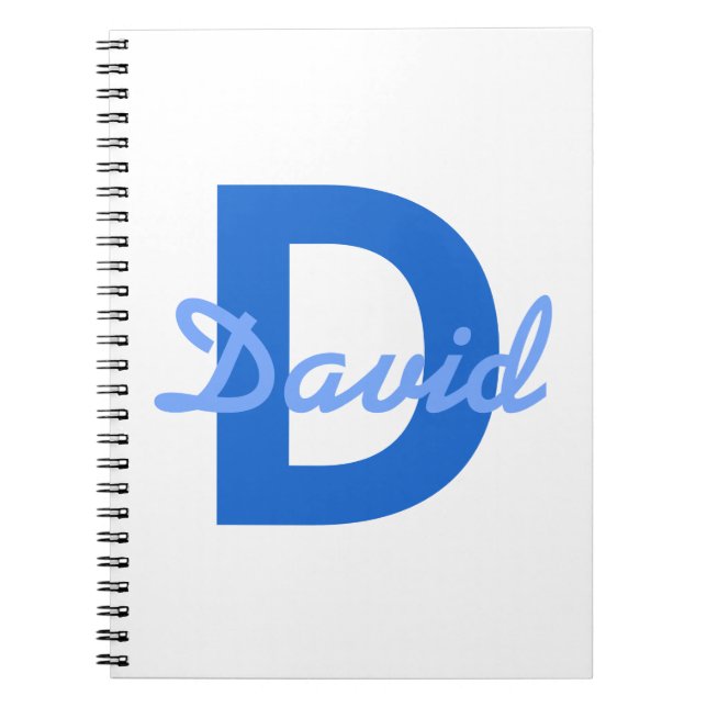 Cuaderno Nombre y monograma azules (Frente)