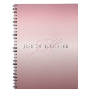 Cuaderno Nombre y Monograma   Blush de Rosa Dorado FAUX Sua
