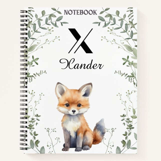 Cuaderno Nombre y monograma personalizados Woodland Journal (Anverso)