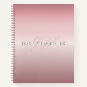 Cuaderno Nombre y Monograma   Rubor de Falso Oro Rosa Suave