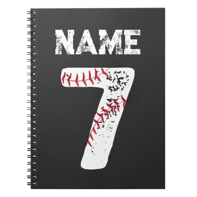 Cuaderno Nombre y número 7 equipo de béisbol (Frente)