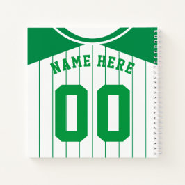 Cuaderno Nombre y número Béisbol Softbol Jersey Verde