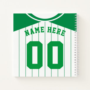 Cuaderno Nombre y número Béisbol Softbol Jersey Verde