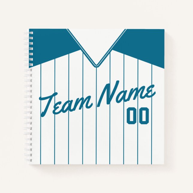 Cuaderno Nombre y número Béisbol Softbol Jersey Verde azula (Anverso)