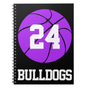 Cuaderno Nombre y número de estudiante de baloncesto morado