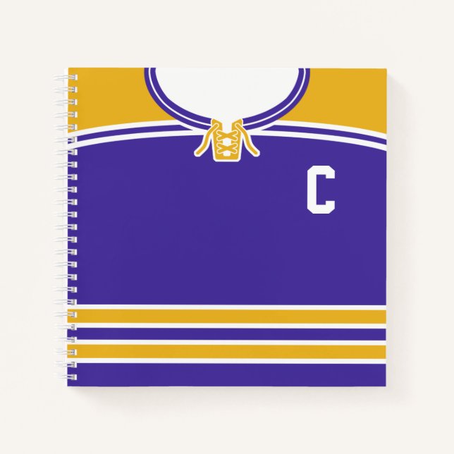 Cuaderno Nombre y número Jersey de hockey sobre oro púrpura (Anverso)