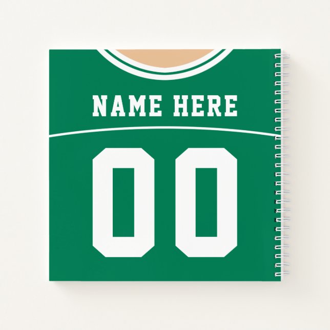 Cuaderno Nombre y número personalizado de la Jersey de fútb (Reverso)