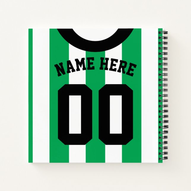 Cuaderno Nombre y número personalizado Jersey de rugby de f (Reverso)