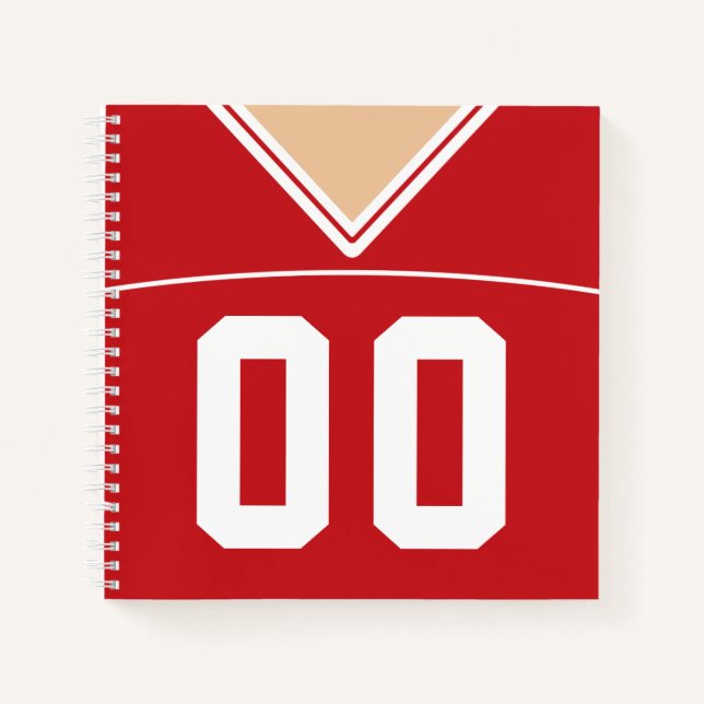 Cuaderno Nombre y número personalizados de Fútbol Jersey ro (Anverso)
