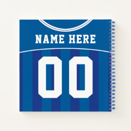 Cuaderno Nombre y número Soccer Football Blue Jersey Notebo