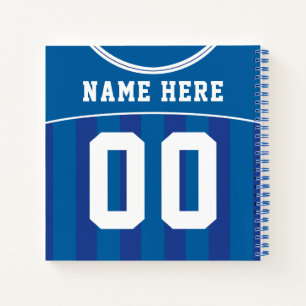 Cuaderno Nombre y número Soccer Football Blue Jersey Notebo